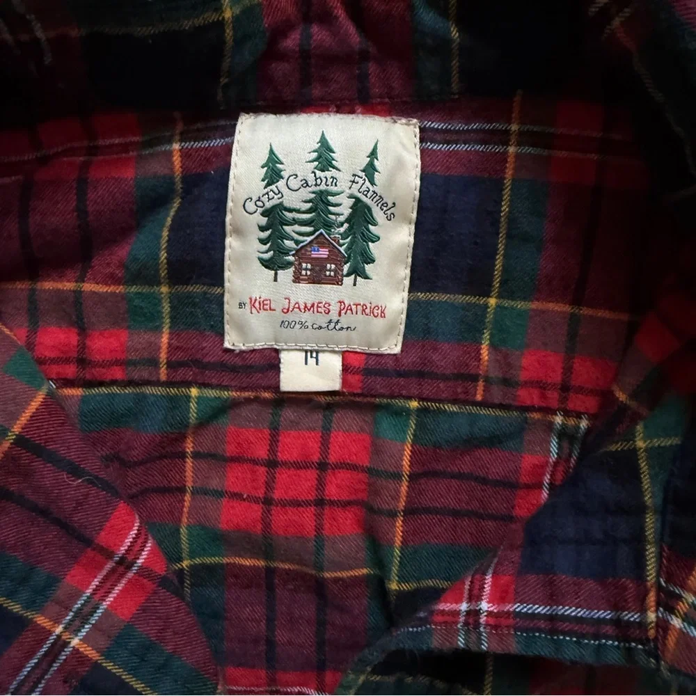 Kiel James Patrick Red and Green Plaid Long Sleeve Dress - Picture 3 of 11